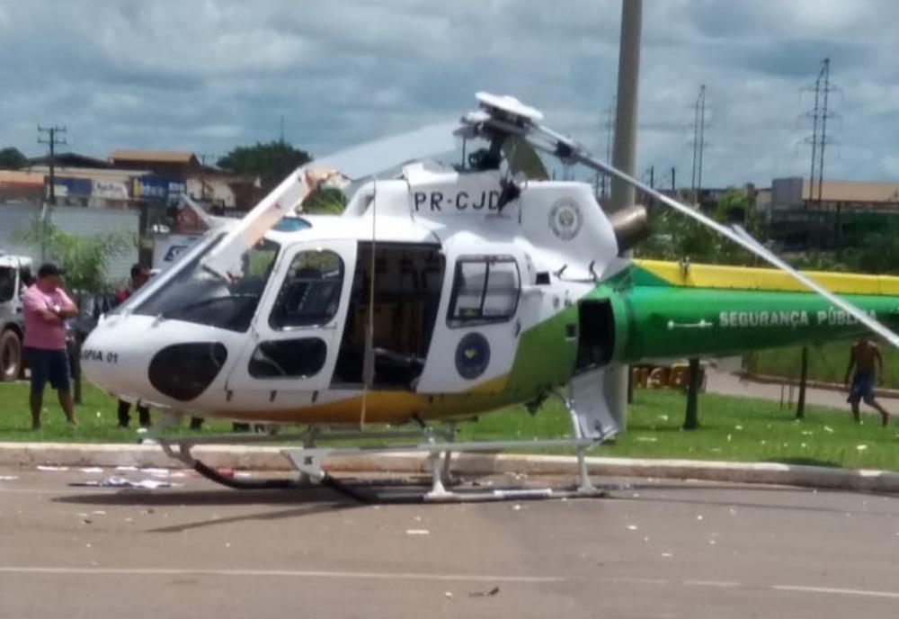 Helicóptero do Ciopaer bate em caminhão ao iniciar decolagem em Rio Branco — Foto: Luis Eduardo/Arquivo pessoal