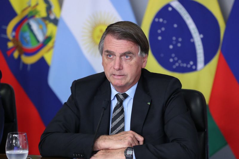 Bolsonaro durante reunião com os presidentes do Prosul - (Foto: Marcos Corrêa/PR - 16.03.2021)