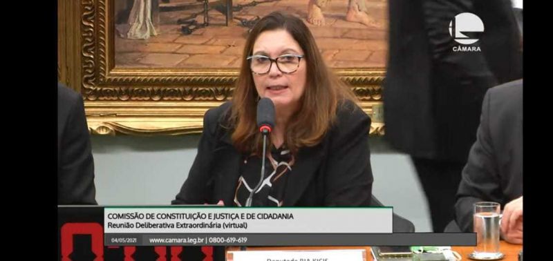 Reunião da CCJ presidida pela deputada Bia Kicis - (Foto: Youtube/Reprodução 04.05.2021)