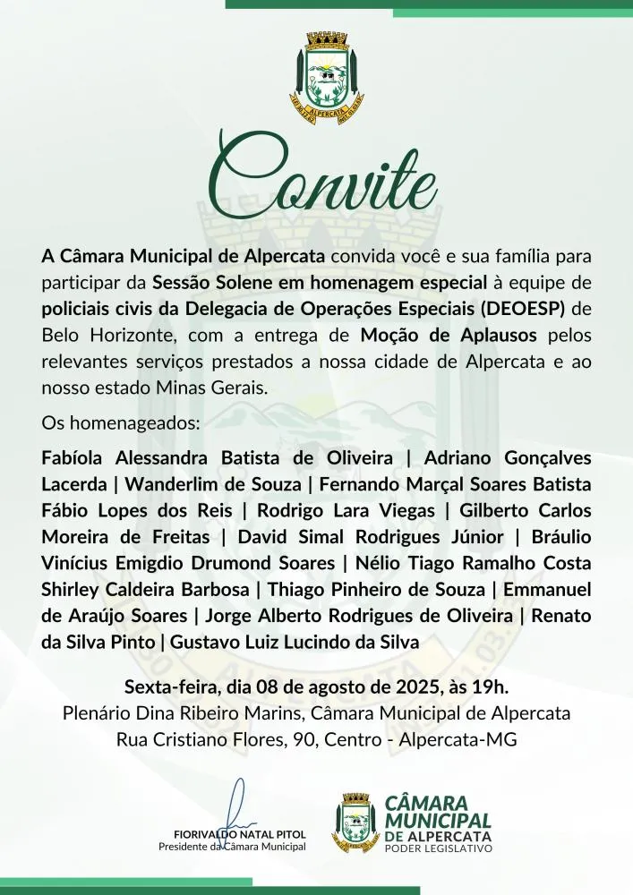 Convite da homenagem 
