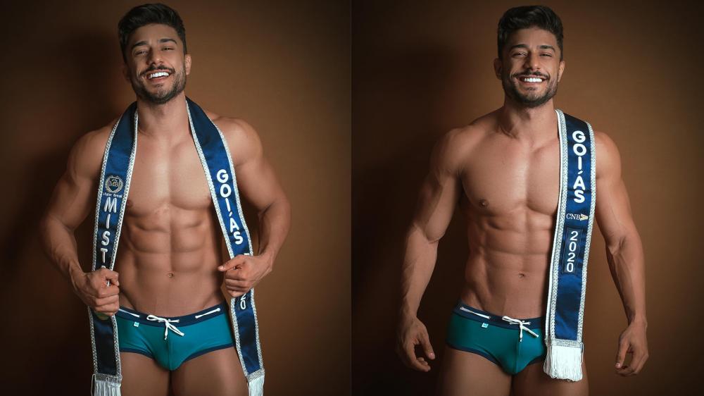 Diogo Hens com faixa de Mister Goiás